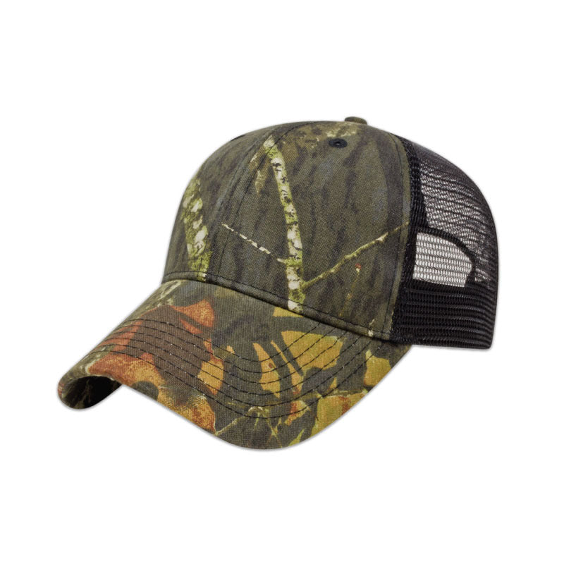 i2005 - Solid Color Mesh Back Camo Cap