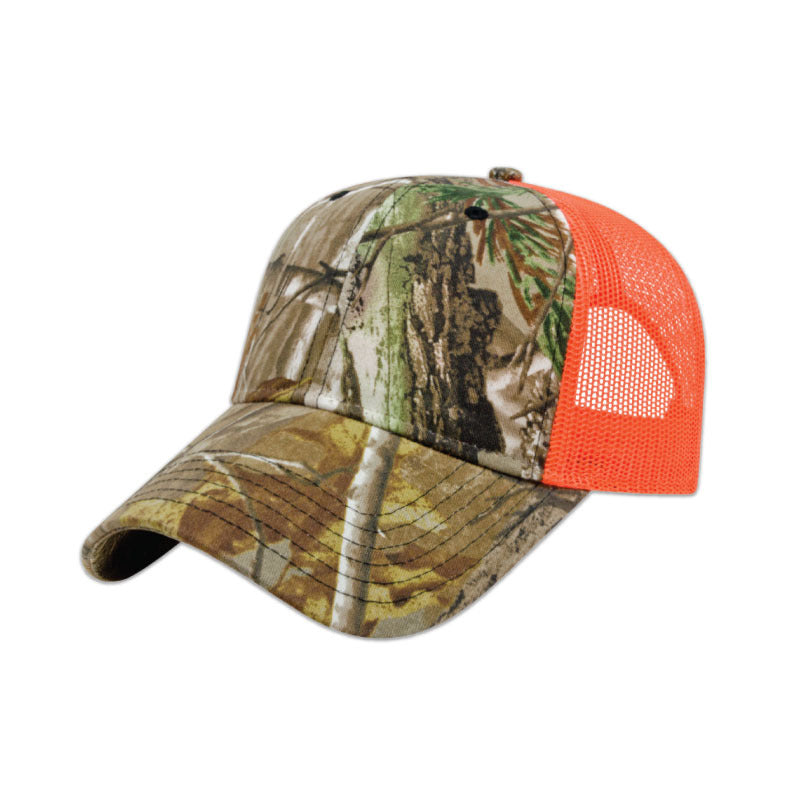 i2005 - Solid Color Mesh Back Camo Cap