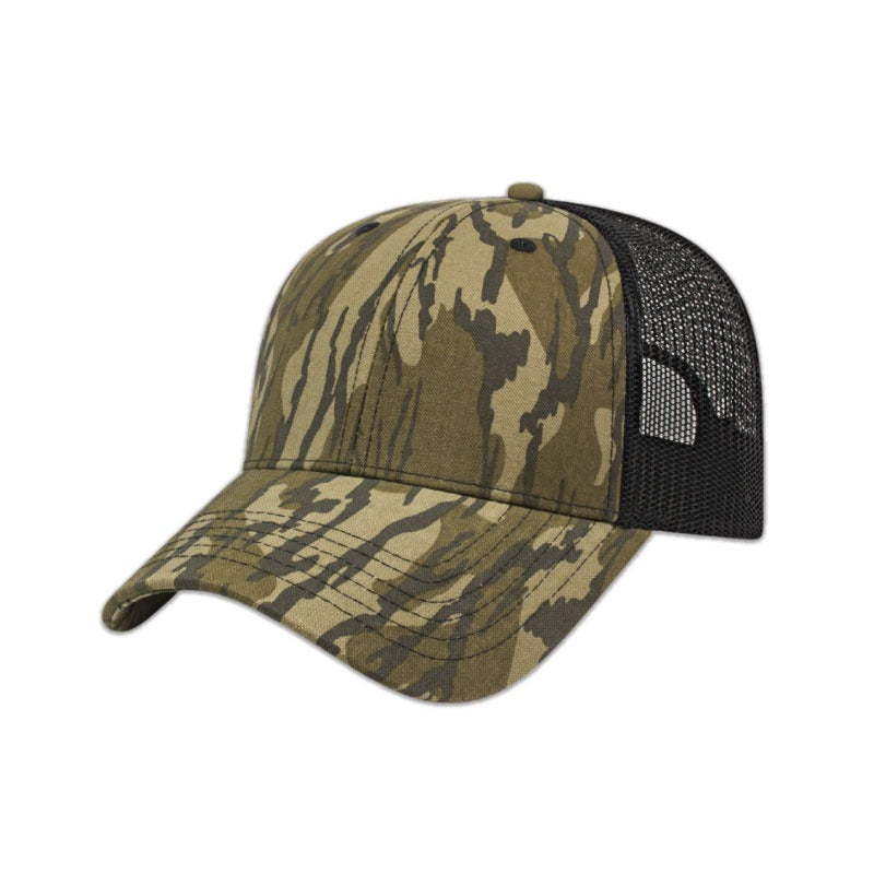 i2005 - Solid Color Mesh Back Camo Cap